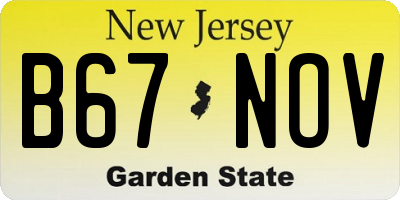 NJ license plate B67NOV