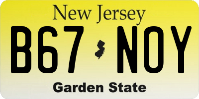 NJ license plate B67NOY