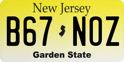 NJ license plate B67NOZ