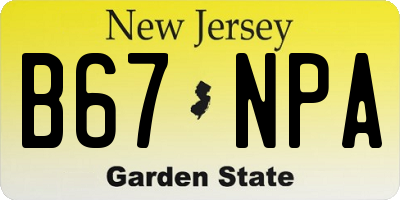 NJ license plate B67NPA