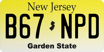 NJ license plate B67NPD