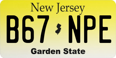 NJ license plate B67NPE