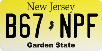NJ license plate B67NPF