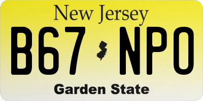 NJ license plate B67NPO