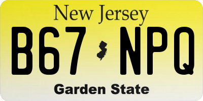 NJ license plate B67NPQ
