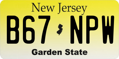 NJ license plate B67NPW