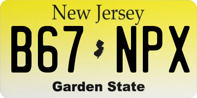 NJ license plate B67NPX