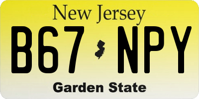 NJ license plate B67NPY