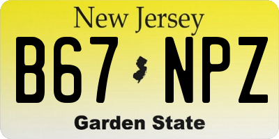 NJ license plate B67NPZ