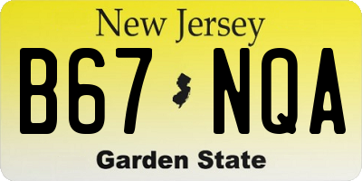 NJ license plate B67NQA