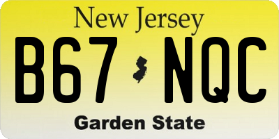NJ license plate B67NQC