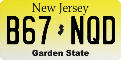 NJ license plate B67NQD