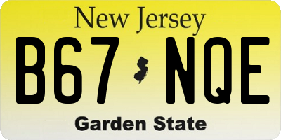 NJ license plate B67NQE