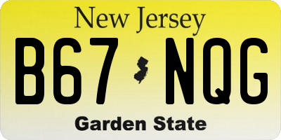 NJ license plate B67NQG
