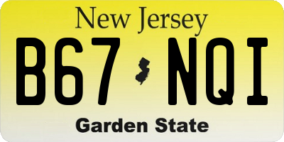 NJ license plate B67NQI