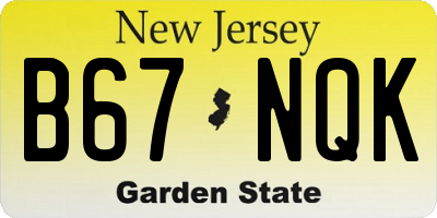 NJ license plate B67NQK