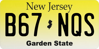 NJ license plate B67NQS