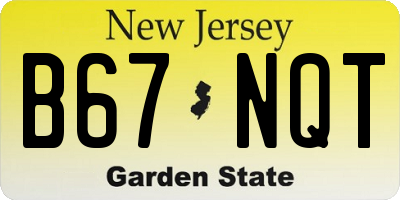 NJ license plate B67NQT