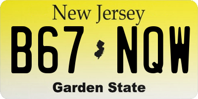 NJ license plate B67NQW