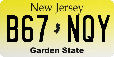 NJ license plate B67NQY