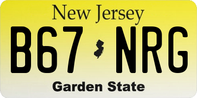 NJ license plate B67NRG