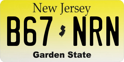 NJ license plate B67NRN