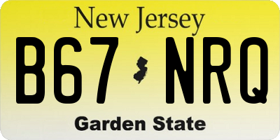NJ license plate B67NRQ