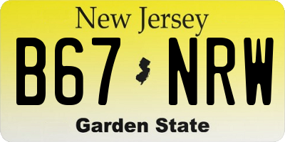 NJ license plate B67NRW