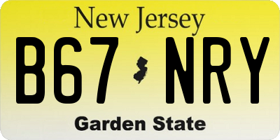 NJ license plate B67NRY
