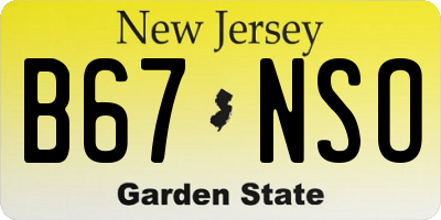 NJ license plate B67NSO