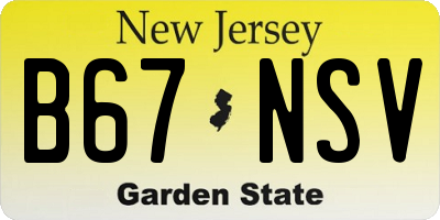 NJ license plate B67NSV