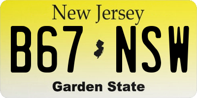 NJ license plate B67NSW