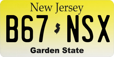 NJ license plate B67NSX