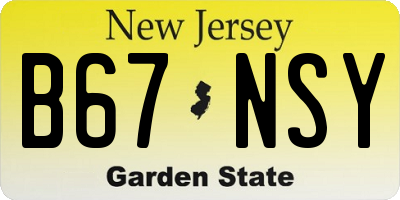 NJ license plate B67NSY