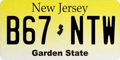 NJ license plate B67NTW