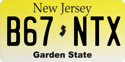 NJ license plate B67NTX