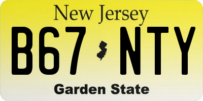 NJ license plate B67NTY