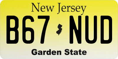 NJ license plate B67NUD