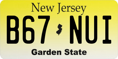 NJ license plate B67NUI