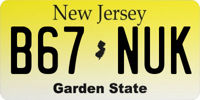 NJ license plate B67NUK