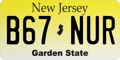 NJ license plate B67NUR