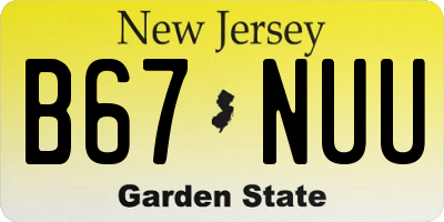 NJ license plate B67NUU