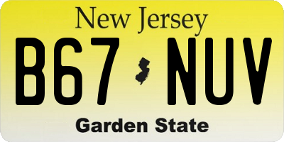 NJ license plate B67NUV