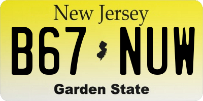 NJ license plate B67NUW