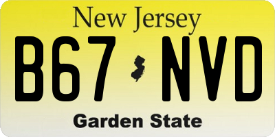 NJ license plate B67NVD