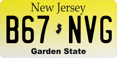 NJ license plate B67NVG
