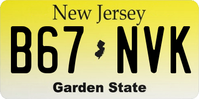 NJ license plate B67NVK