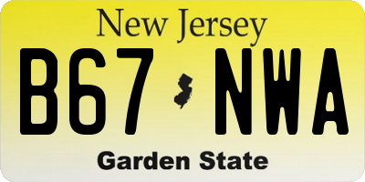 NJ license plate B67NWA