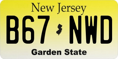 NJ license plate B67NWD