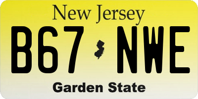 NJ license plate B67NWE
